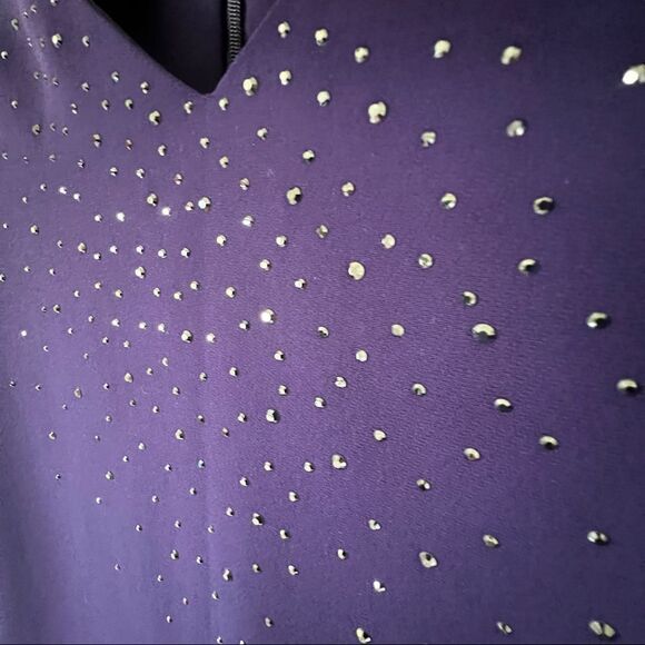 Jones New York Short Sleeve V-Neck Purple Embellished Party Dress Size 6 - Picture 5 of 8